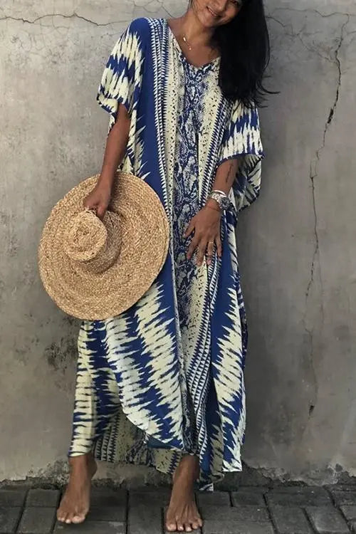 Snake Print Bat Cover Maxi Dress - Fashionpara