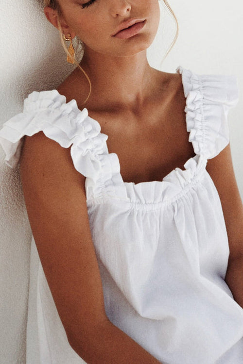 Ruffles Square Neck Short Set - Fashionpara