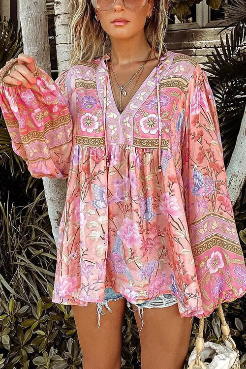 Gypsy Floral Long Sleeve Blouse - Fashionpara