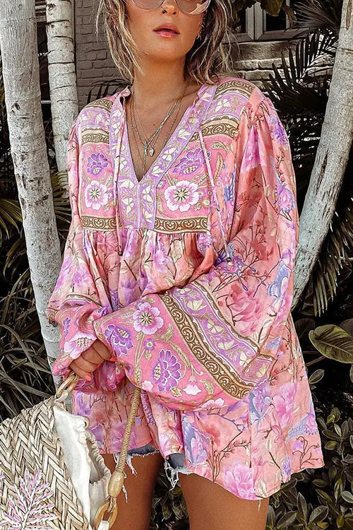 Gypsy Floral Long Sleeve Blouse - Fashionpara
