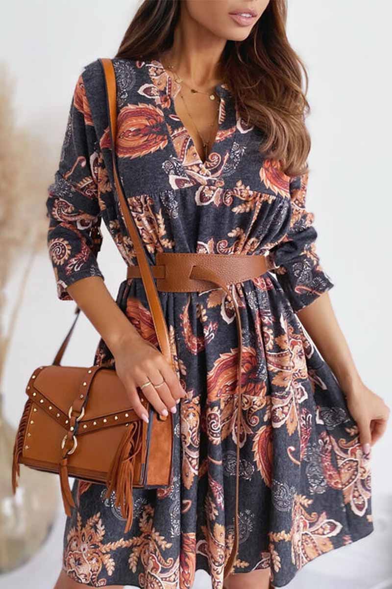 Florcoo Loose Digital Print Half Sleeves Mini Dress - Fashionpara