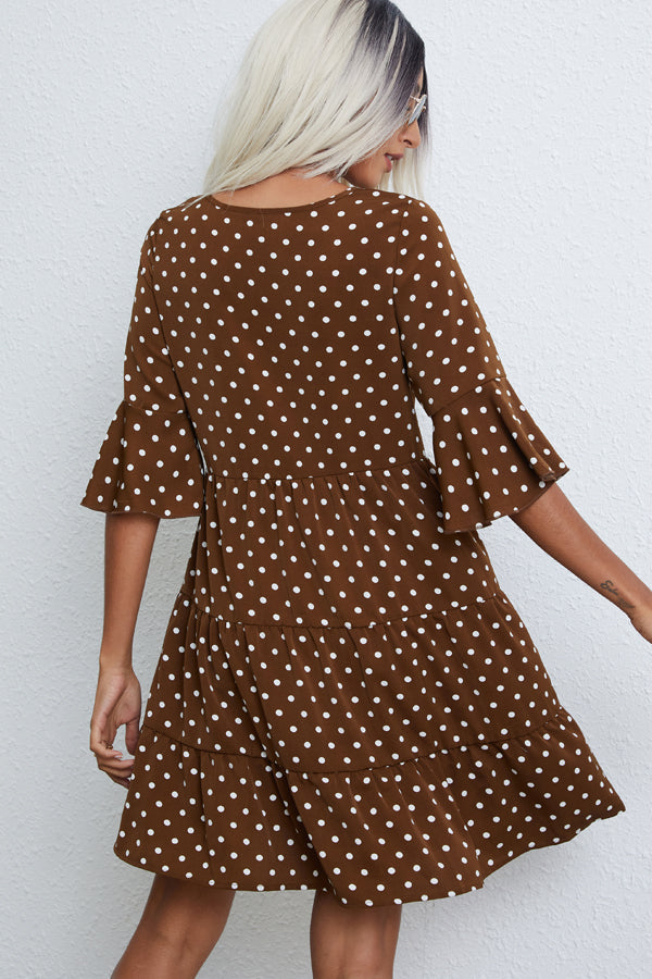 Ruffle Hem Polka Dot Print Mini Dress - Fashionpara