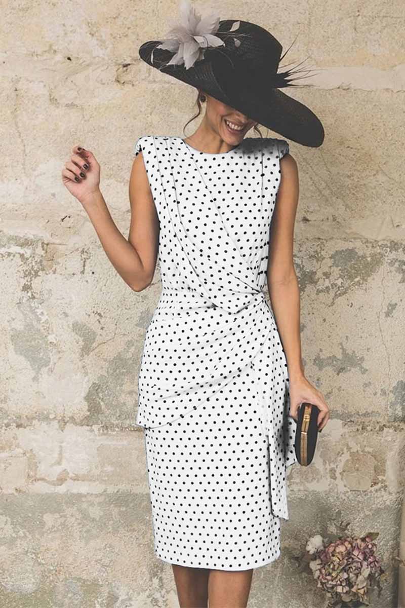 Florcoo Sexy Polka Dot Pack Hip Sleeveless Midi Dress(4 Colors) - Fashionpara