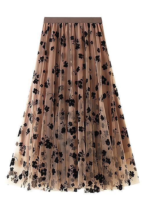 Posy Layer Mesh Mid Skirts - Fashionpara