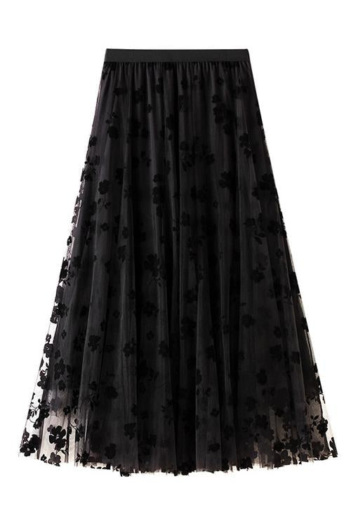 Posy Layer Mesh Mid Skirts - Fashionpara