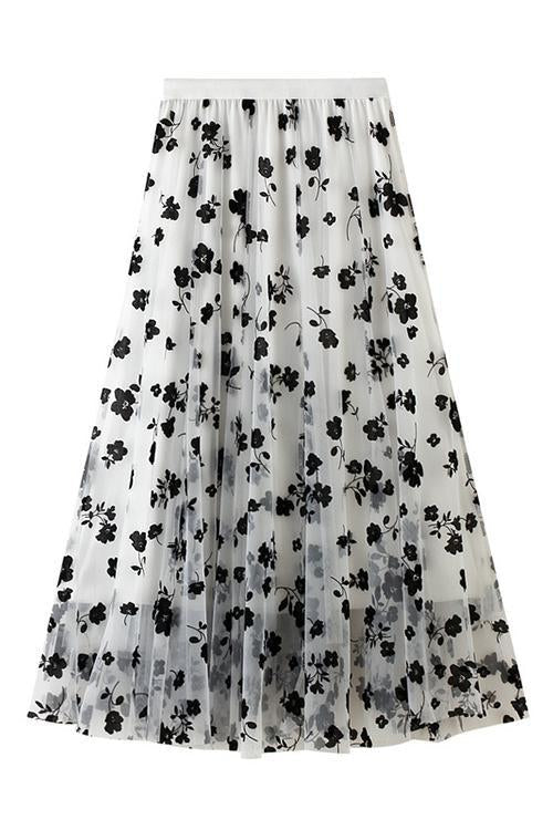 Posy Layer Mesh Mid Skirts - Fashionpara
