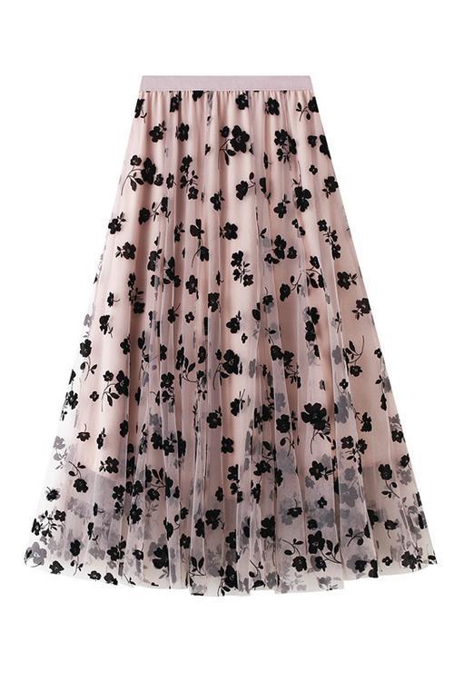 Posy Layer Mesh Mid Skirts - Fashionpara