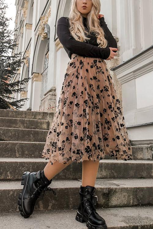 Posy Layer Mesh Mid Skirts - Fashionpara