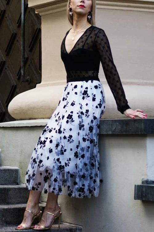 Posy Layer Mesh Mid Skirts - Fashionpara