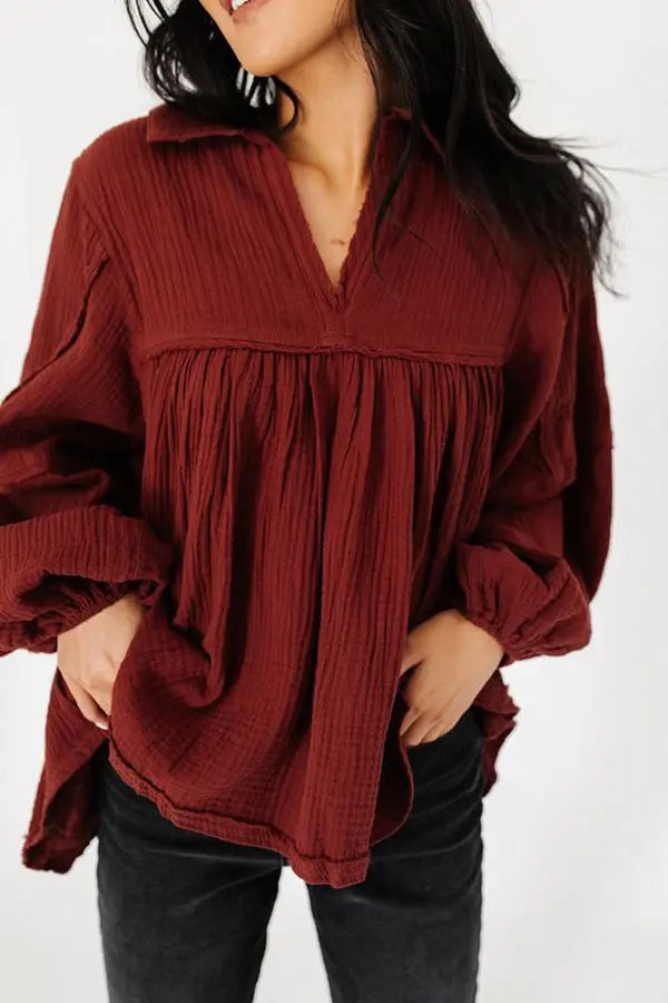 Best Kept Secret Collared Babydoll Top - Fashionpara