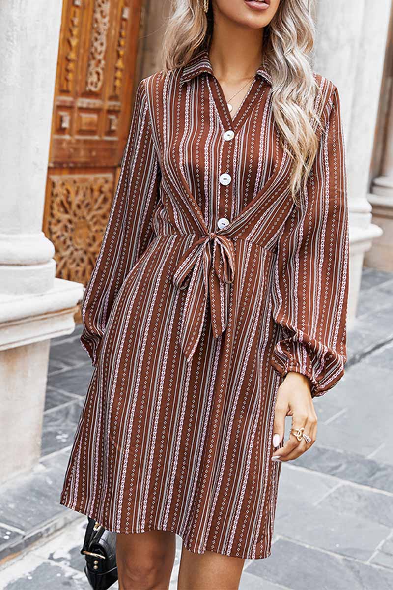 Florcoo Loose Classic Striped Shirt Mini Dress - Fashionpara