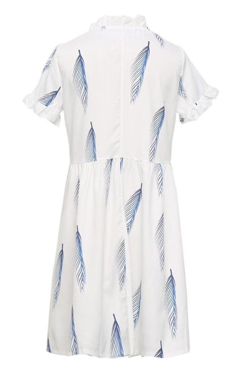 Go Your Own Way Feather Print Dress - Fashionpara