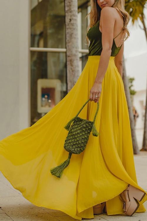 Chiffon High Waist Maxi Skirts - Fashionpara