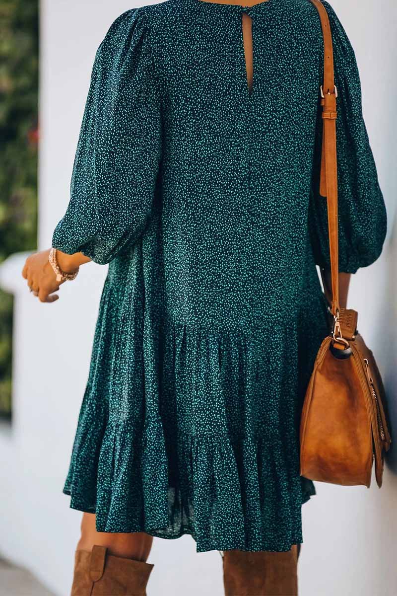 Florcoo Printed Slit Foam Sleeves Mini Dress - Fashionpara