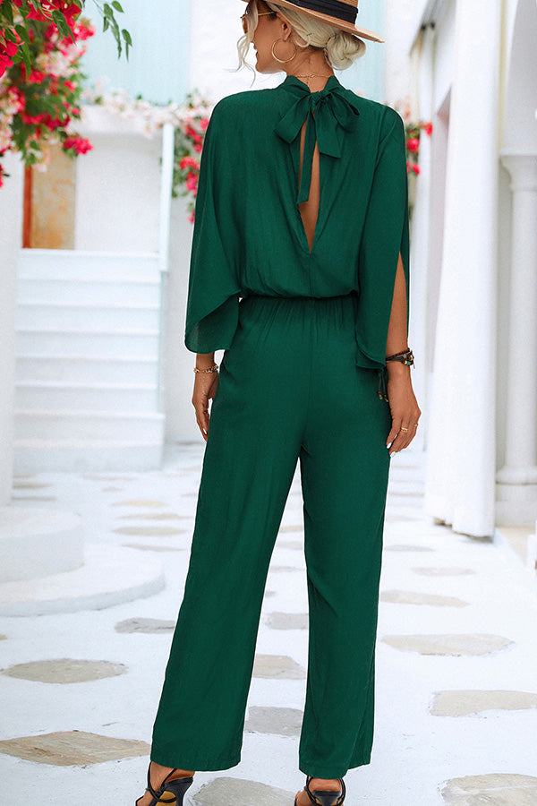 Pleated Solid Color High Waist Jumpsuit - Fashionpara