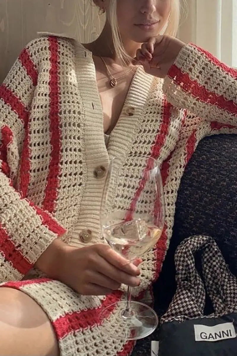 Head In The Clouds Crochet Cardigan Short Set - Fashionpara