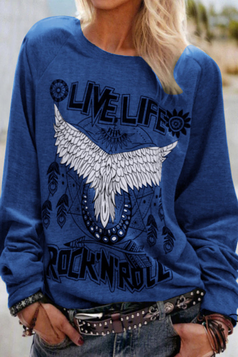 O Neck Eagle Print Sweatshirt (3 Colors) - Fashionpara