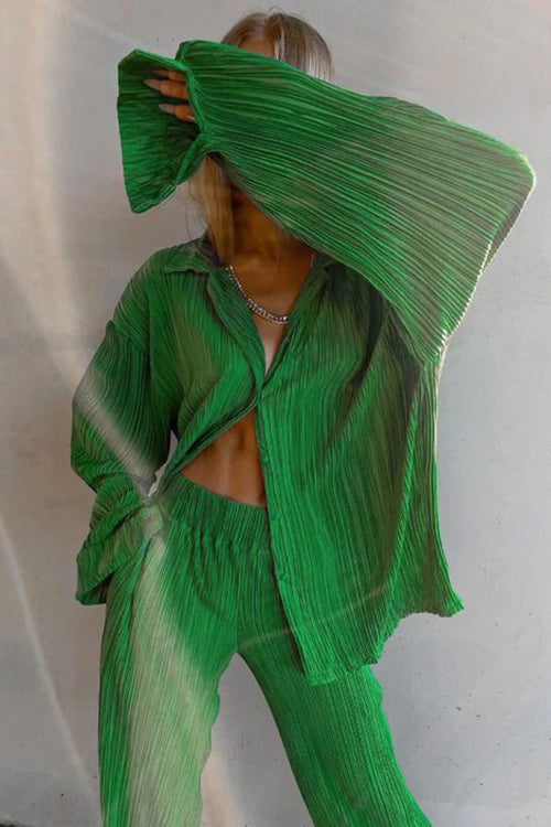 Pleated Oversized Shirt and Trouser Set - Fashionpara