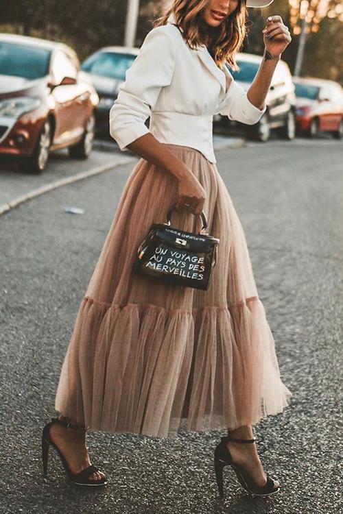 Patchwork Gauze Bubble Skirt - Fashionpara