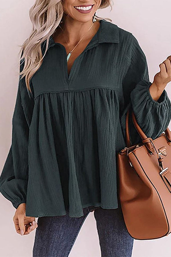 Best Kept Secret Collared Babydoll Top - Fashionpara