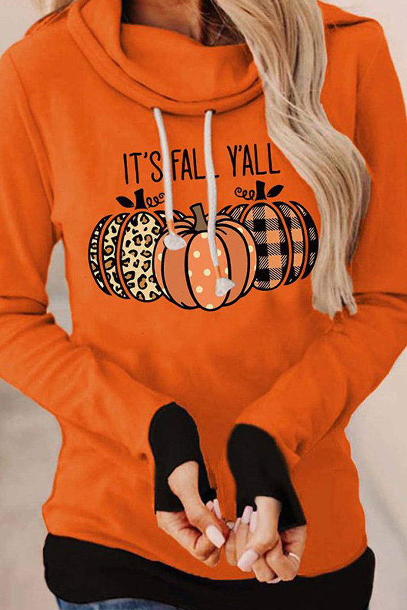Women's Pumpkin Turtleneck Hoodie - Fashionpara