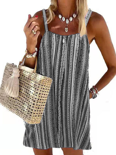 Casual Multicolor Striped Sphagetti Mini Dress - Fashionpara