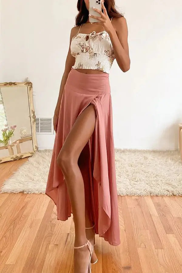 High Low Flare Shape Maxi Skirts - Fashionpara