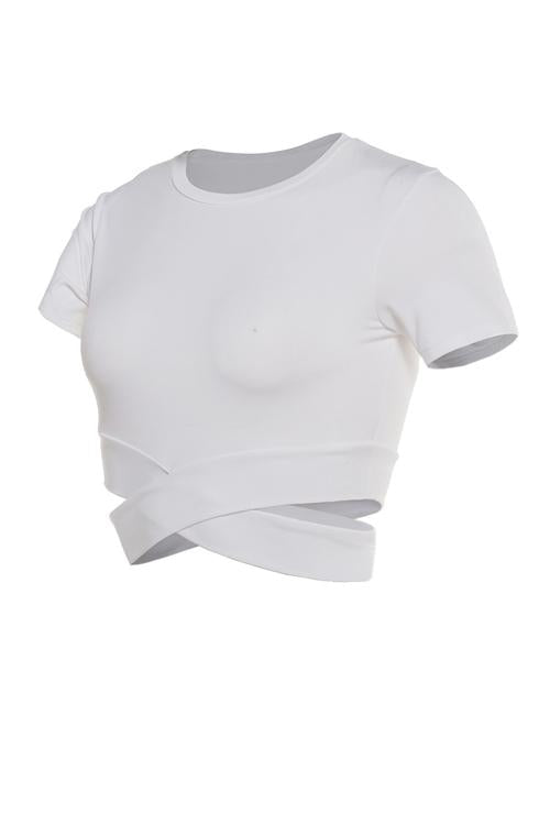 Cross Short Sleeve Crop T Shirt - Fashionpara