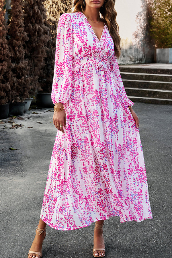 V Neck Long Sleeve Casual Dress - Fashionpara