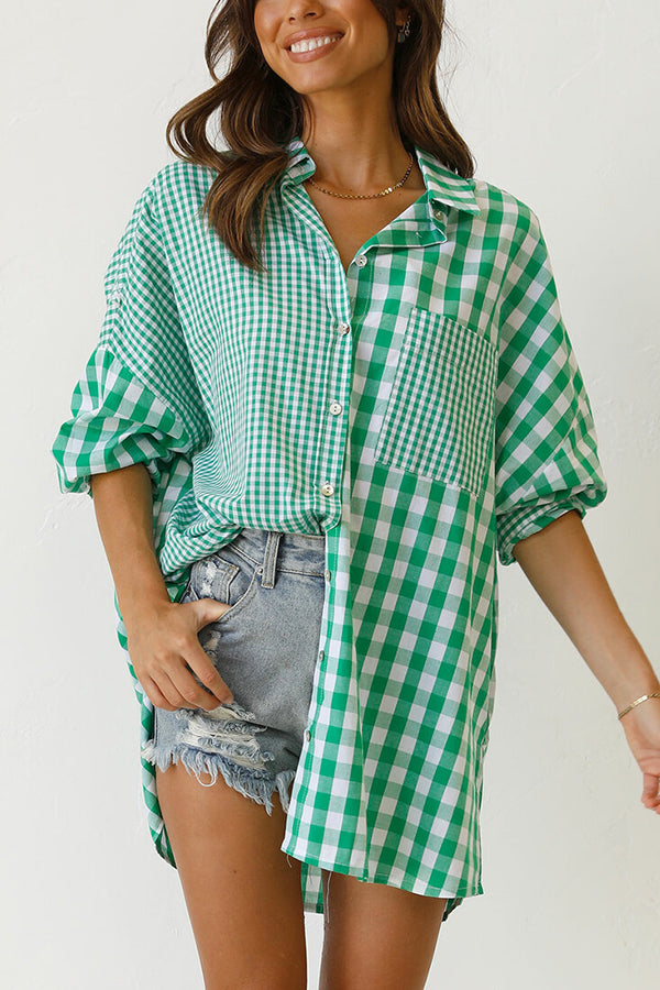 One Split Wonder Plaid Button Shirt - Fashionpara