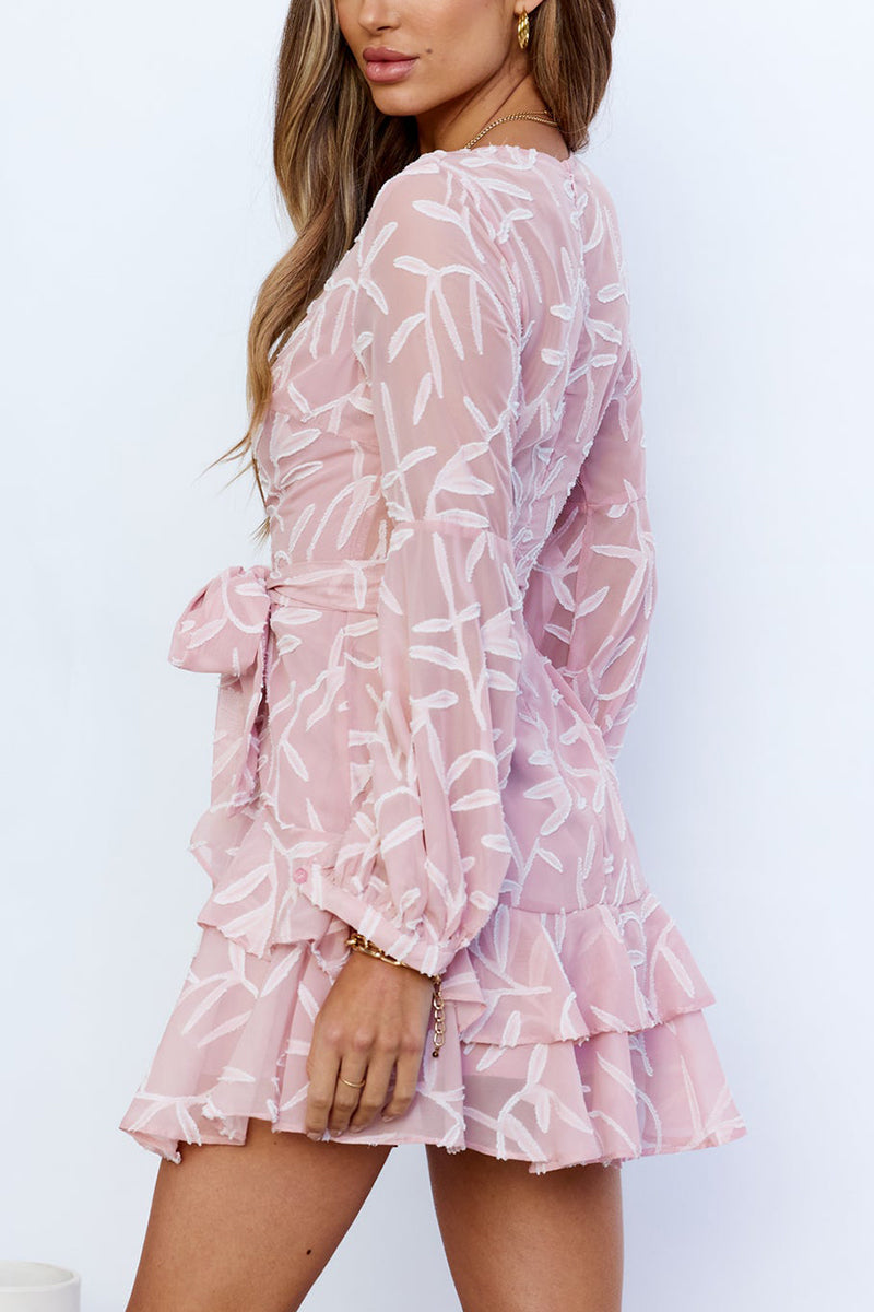Layer Ruffles Wrap Mini Dress - Fashionpara