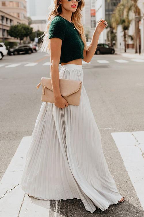 Pleated Maxi Skirts - Fashionpara