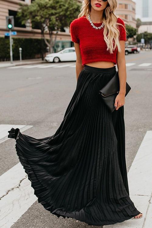 Pleated Maxi Skirts - Fashionpara
