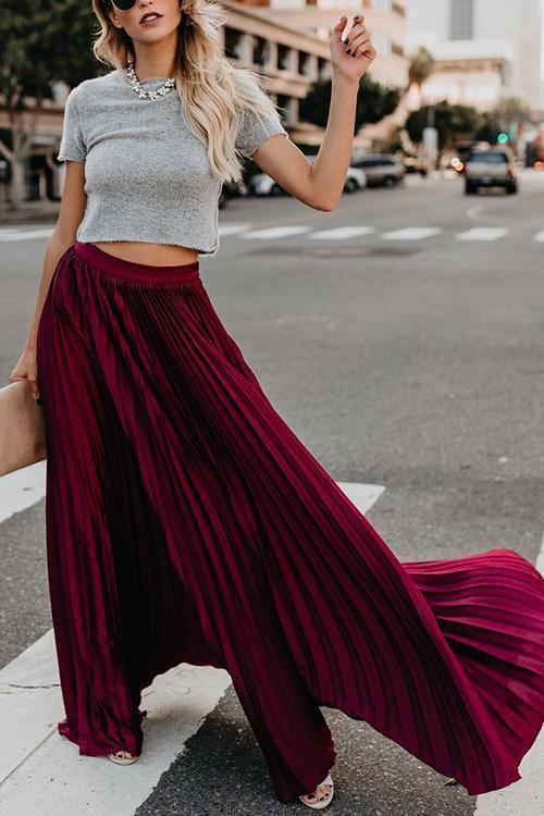 Pleated Maxi Skirts - Fashionpara