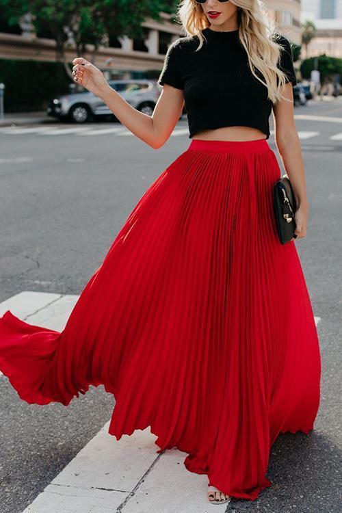 Pleated Maxi Skirts - Fashionpara