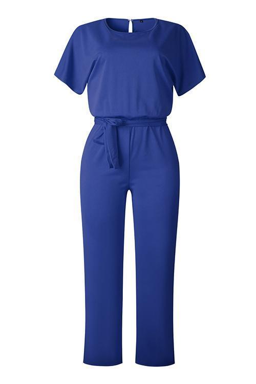 Short Sleeve Knot Jumpsuit - Fashionpara