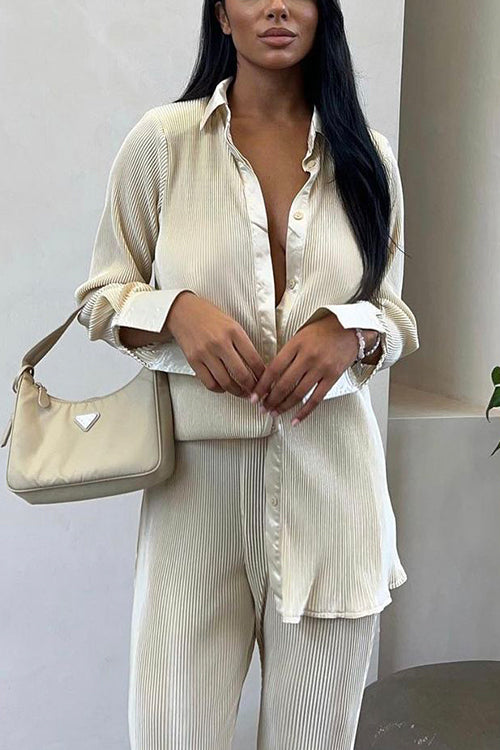 Pleated Oversized Shirt and Trouser Set - Fashionpara