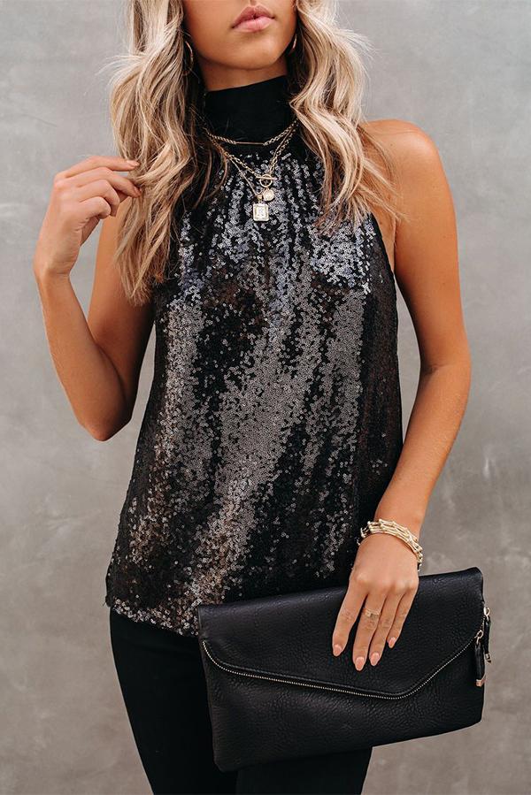 Dress You Up Sequin Halter Top - Fashionpara