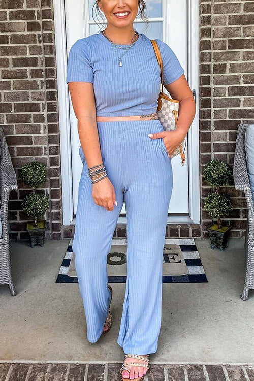 Knot Short Sleeve Pants Set - Fashionpara