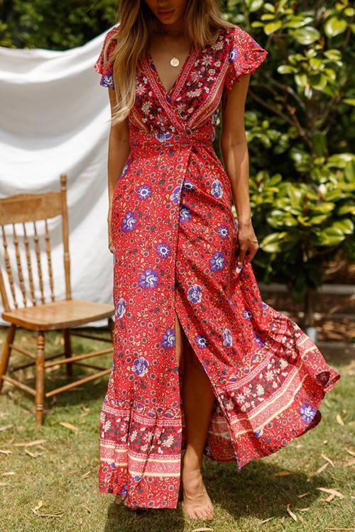 Bohemian Floral Maxi Dress - Fashionpara