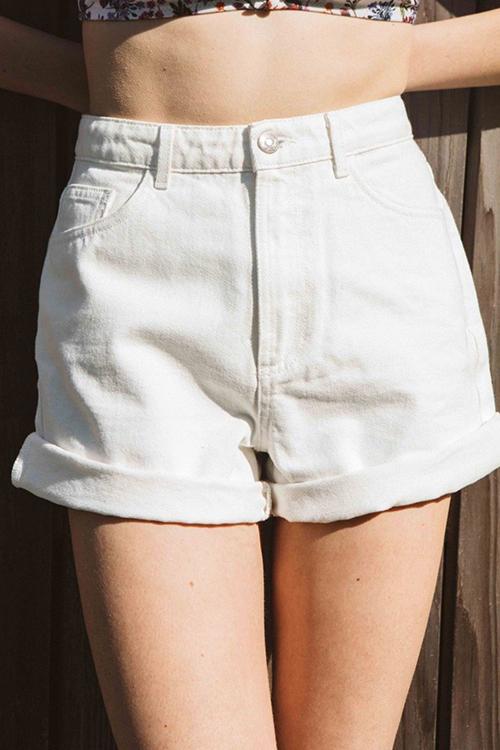 Classic Pocket High Waist Denim Shorts - Fashionpara