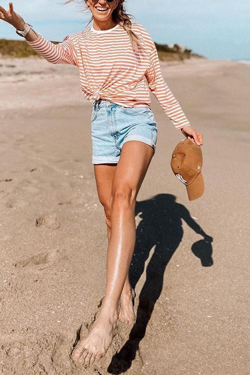 Classic Pocket High Waist Denim Shorts - Fashionpara