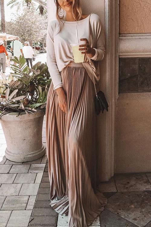 Pleated Maxi Skirts - Fashionpara