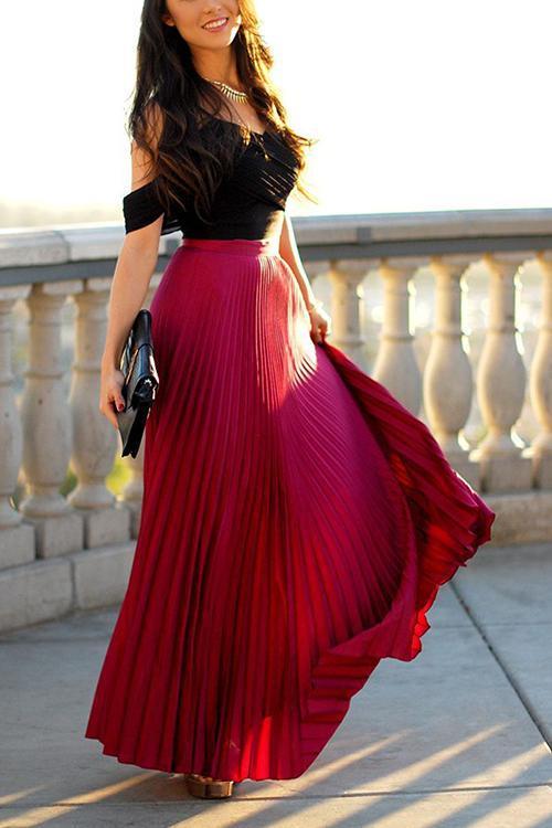 Pleated Maxi Skirts - Fashionpara