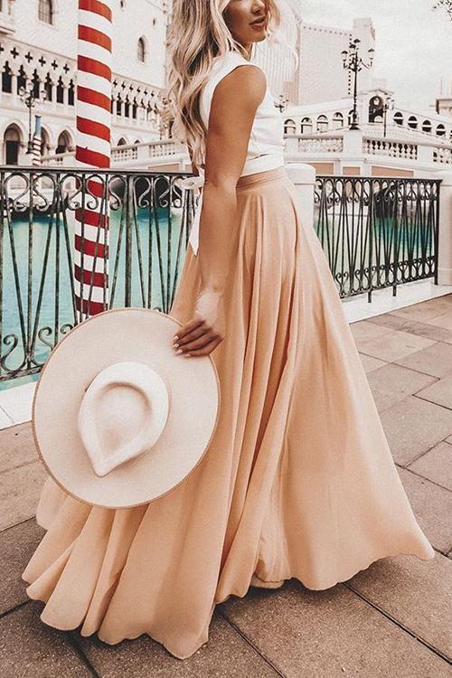 Chiffon High Waist Maxi Skirts - Fashionpara
