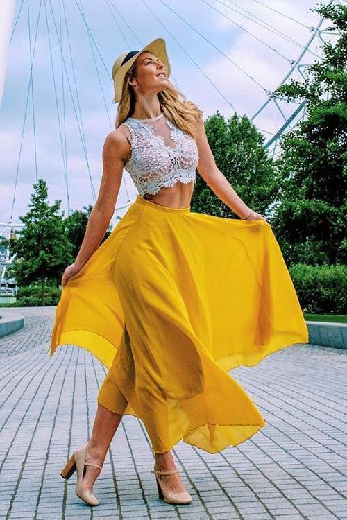 Chiffon High Waist Maxi Skirts - Fashionpara
