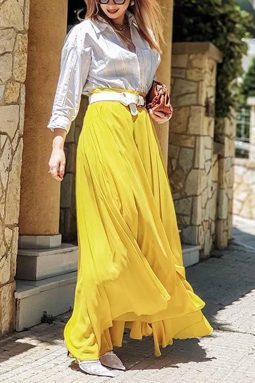 Chiffon High Waist Maxi Skirts - Fashionpara