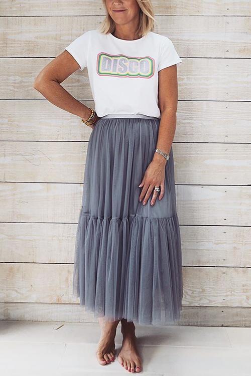 Patchwork Gauze Bubble Skirt - Fashionpara