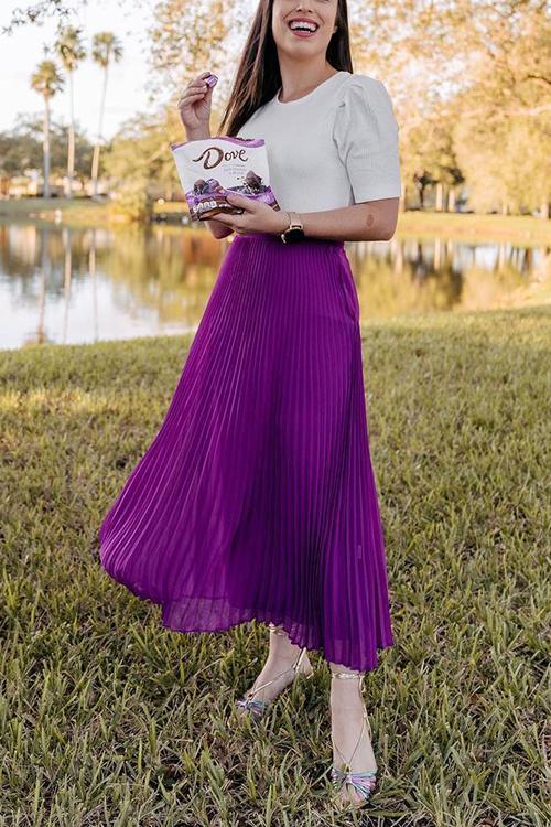 Metallic Pleated Maxi Skirts - Fashionpara