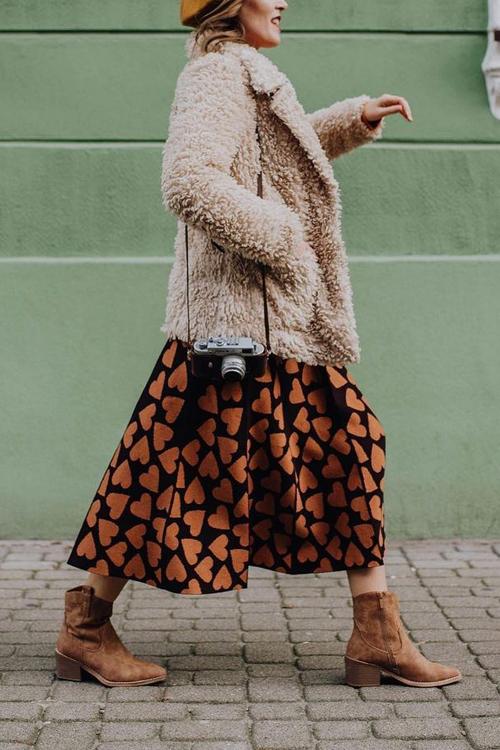 Full Of Love A-Line Knit Midi Skirt - Fashionpara